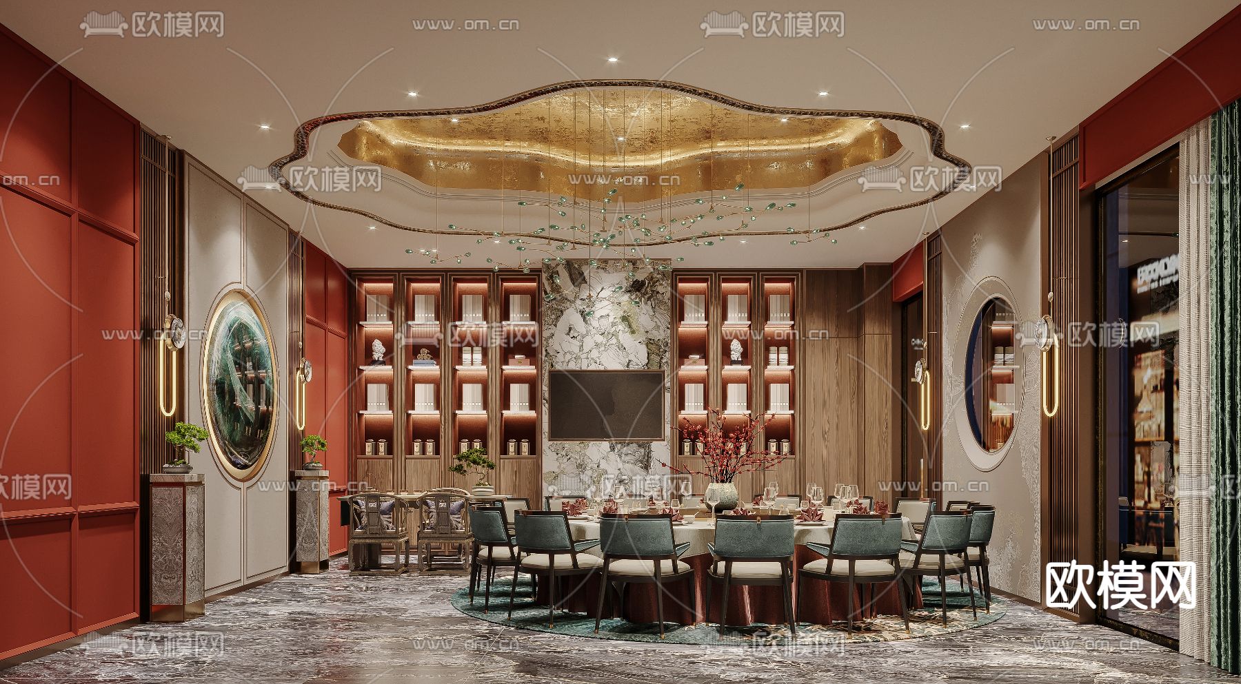 中餐厅包间 包房包厢3d模型