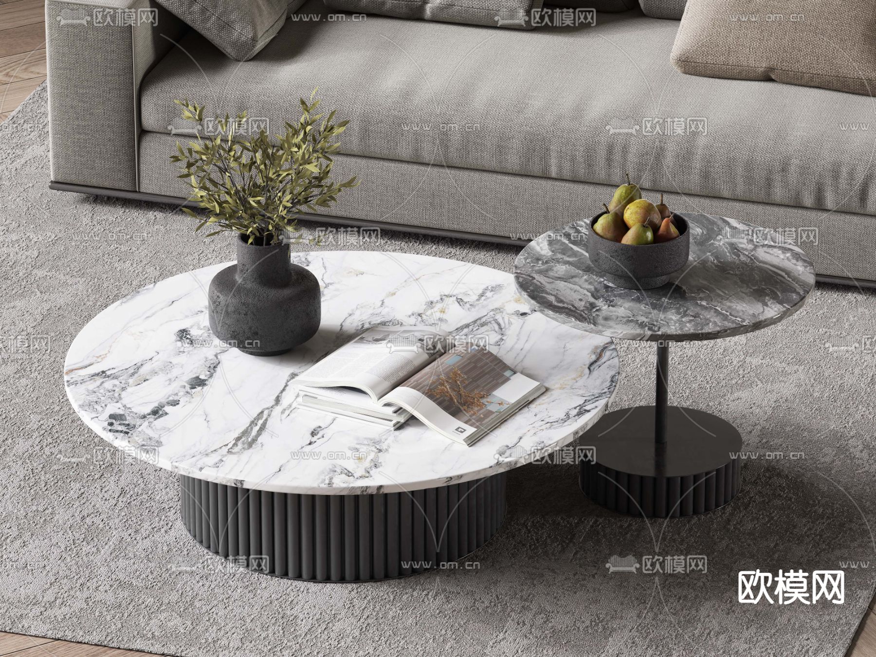 现代子母茶几3d模型下载