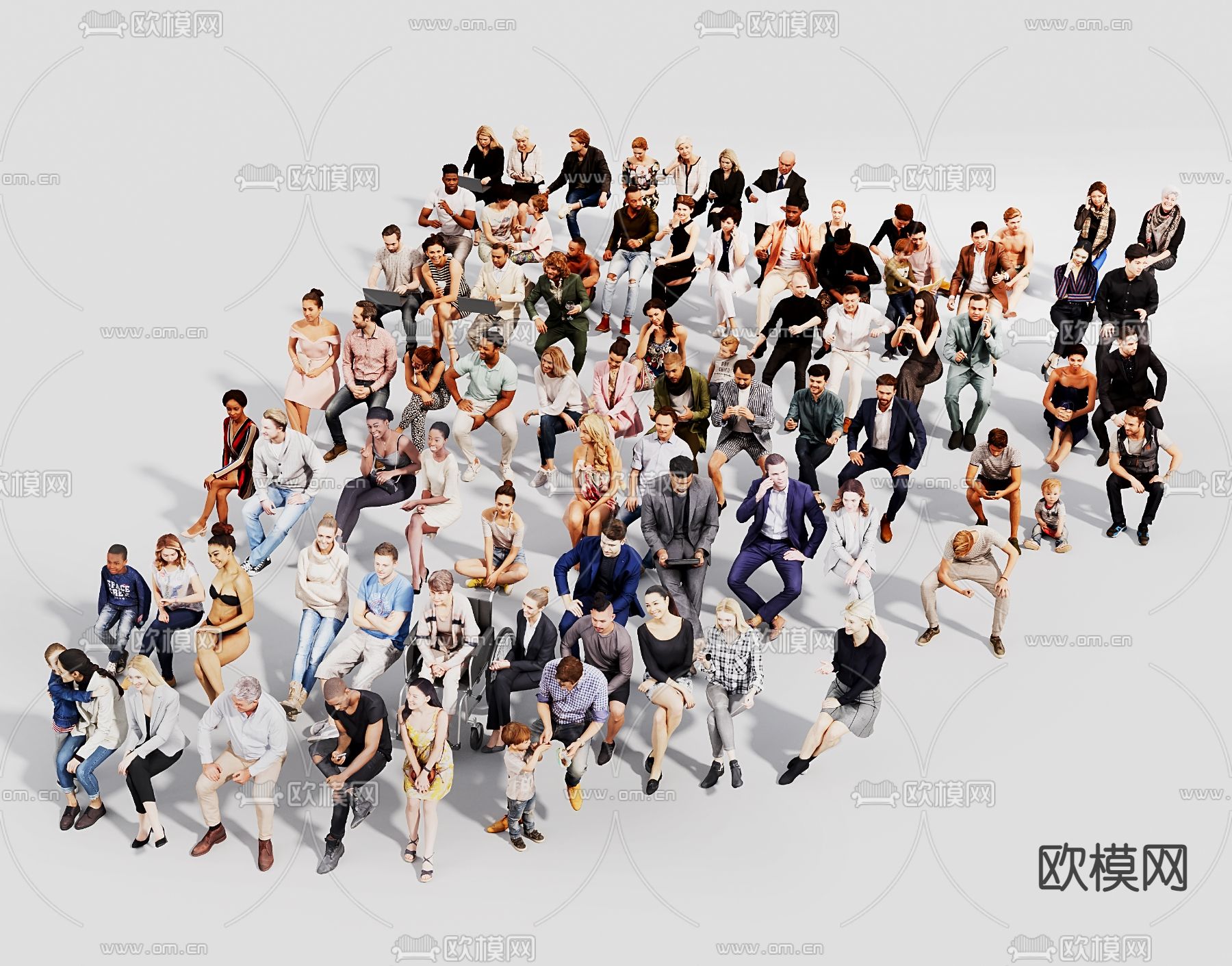 现代站姿人物3d模型下载（渲染图1）