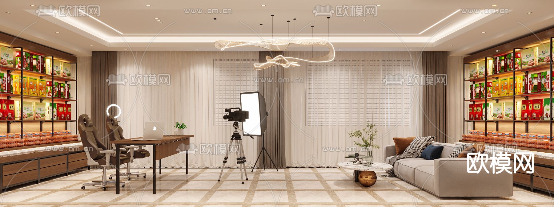 农产品直播间3d模型下载（渲染图3）