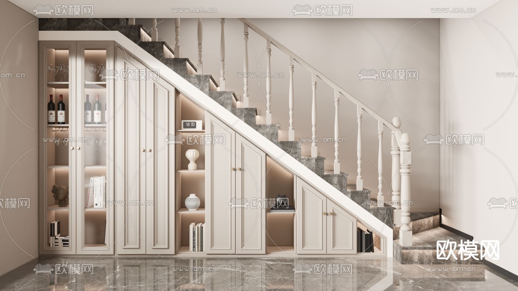 欧式楼梯间su模型下载（渲染图1）