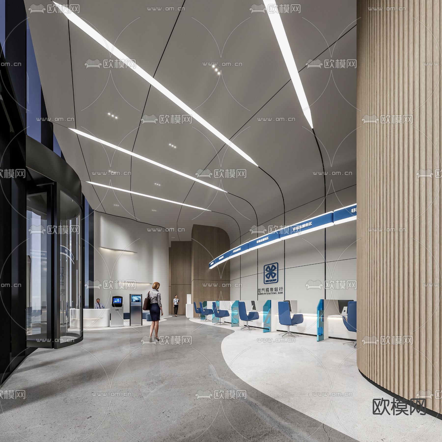 银行营业厅3d模型下载（渲染图2）