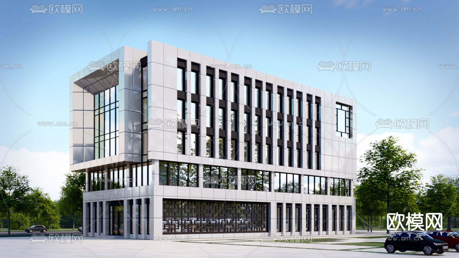 现代办公楼外观su模型