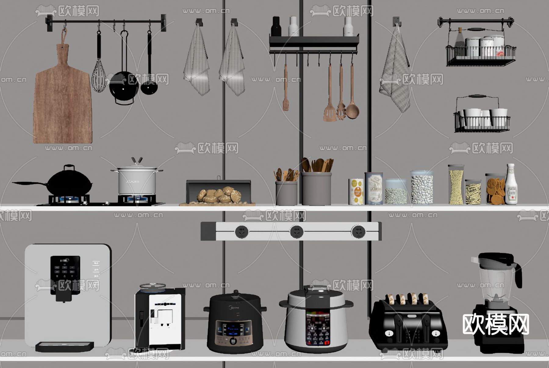 现代电饭煲 破壁机su模型下载（渲染图2）