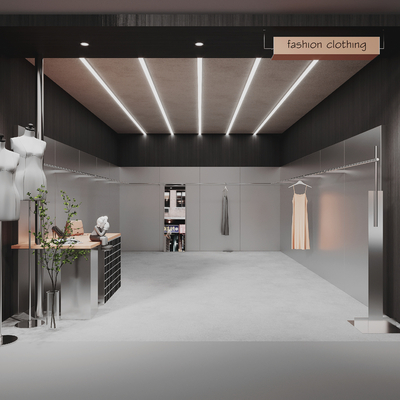  现代服装店女装店su模型 