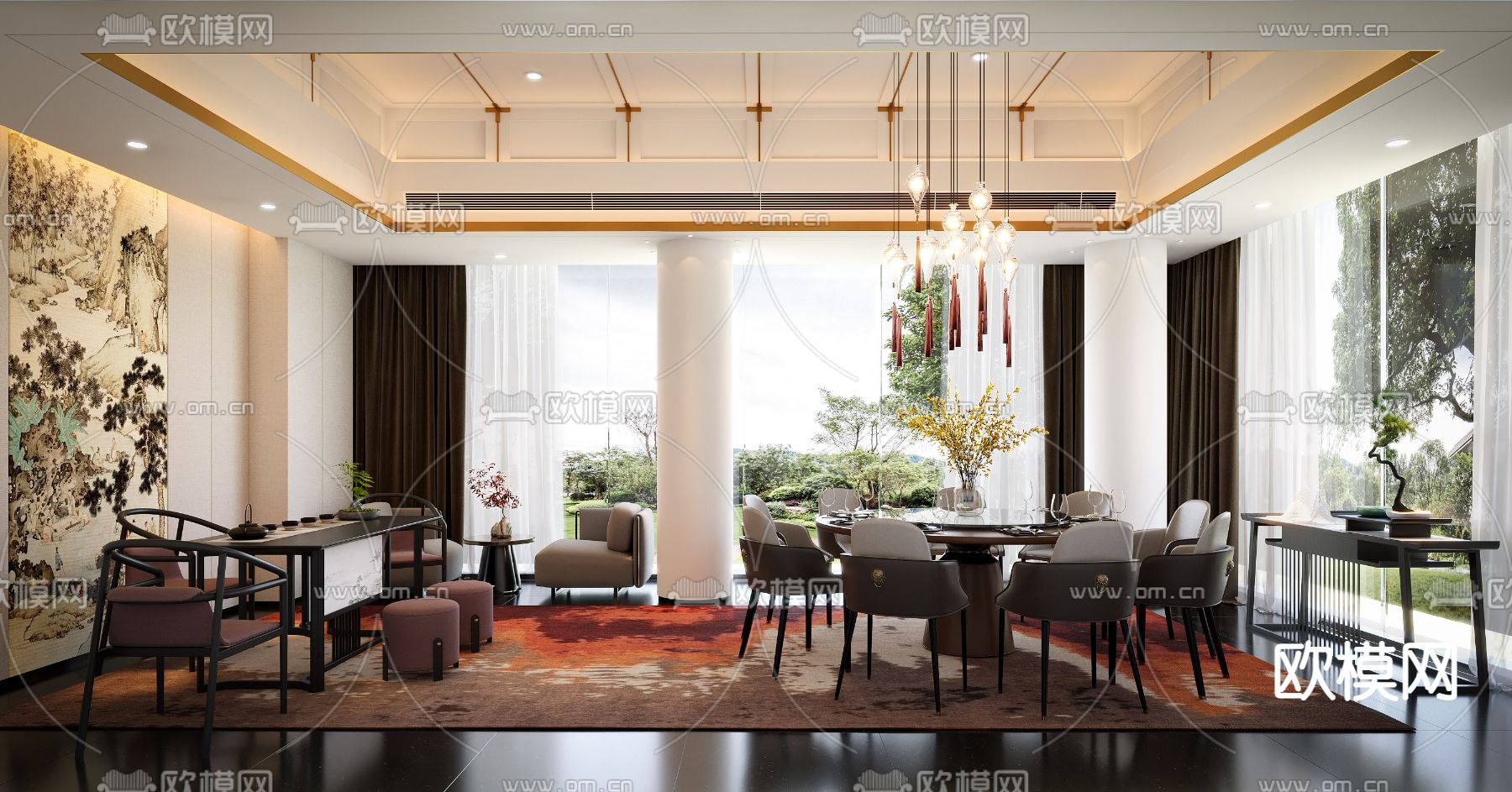 中餐厅包间 包厢 包房3d模型下载