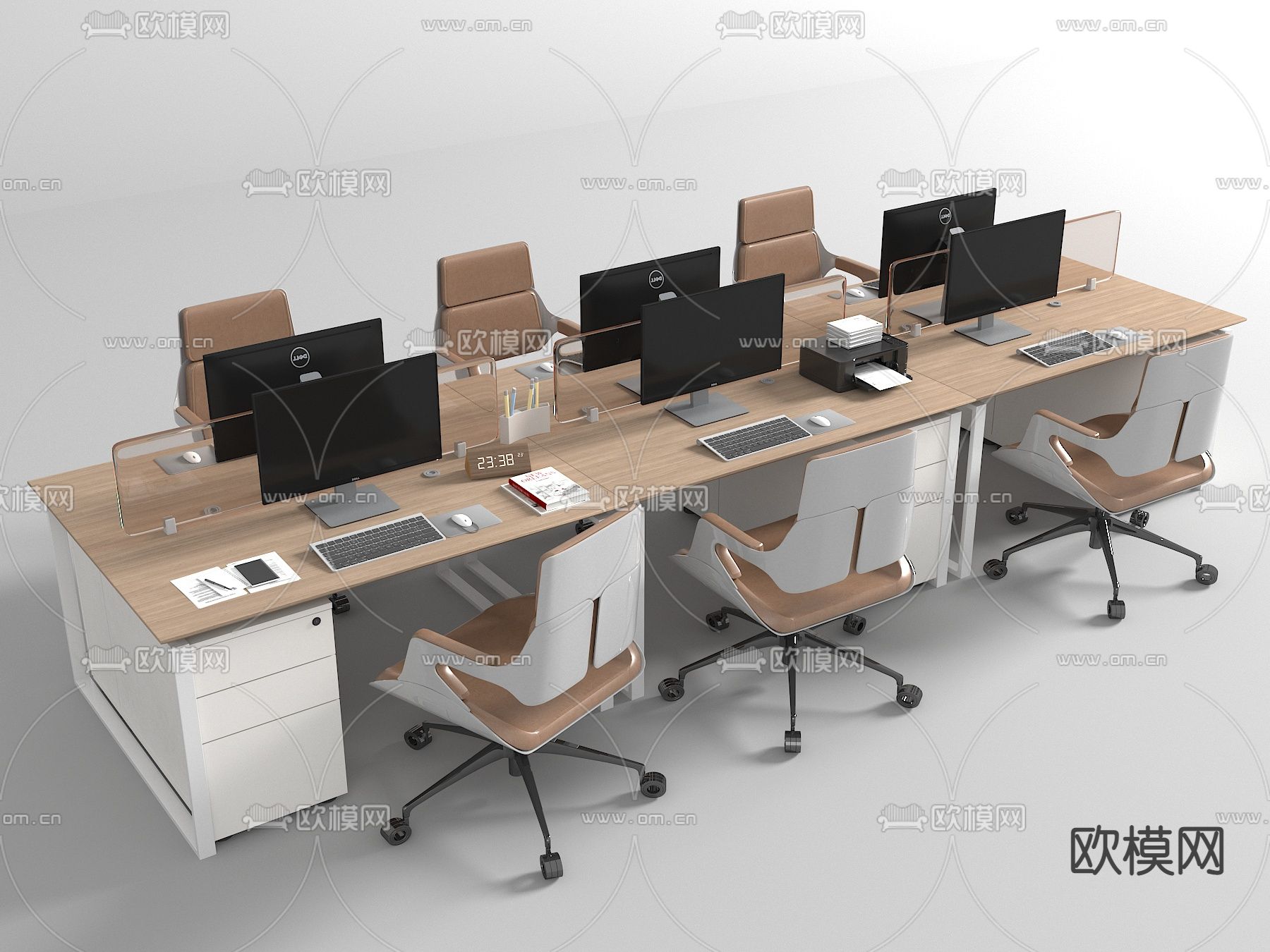 现代卡位办公桌 办公椅3d模型下载_ID12193736_3dmax免费模型-欧模网