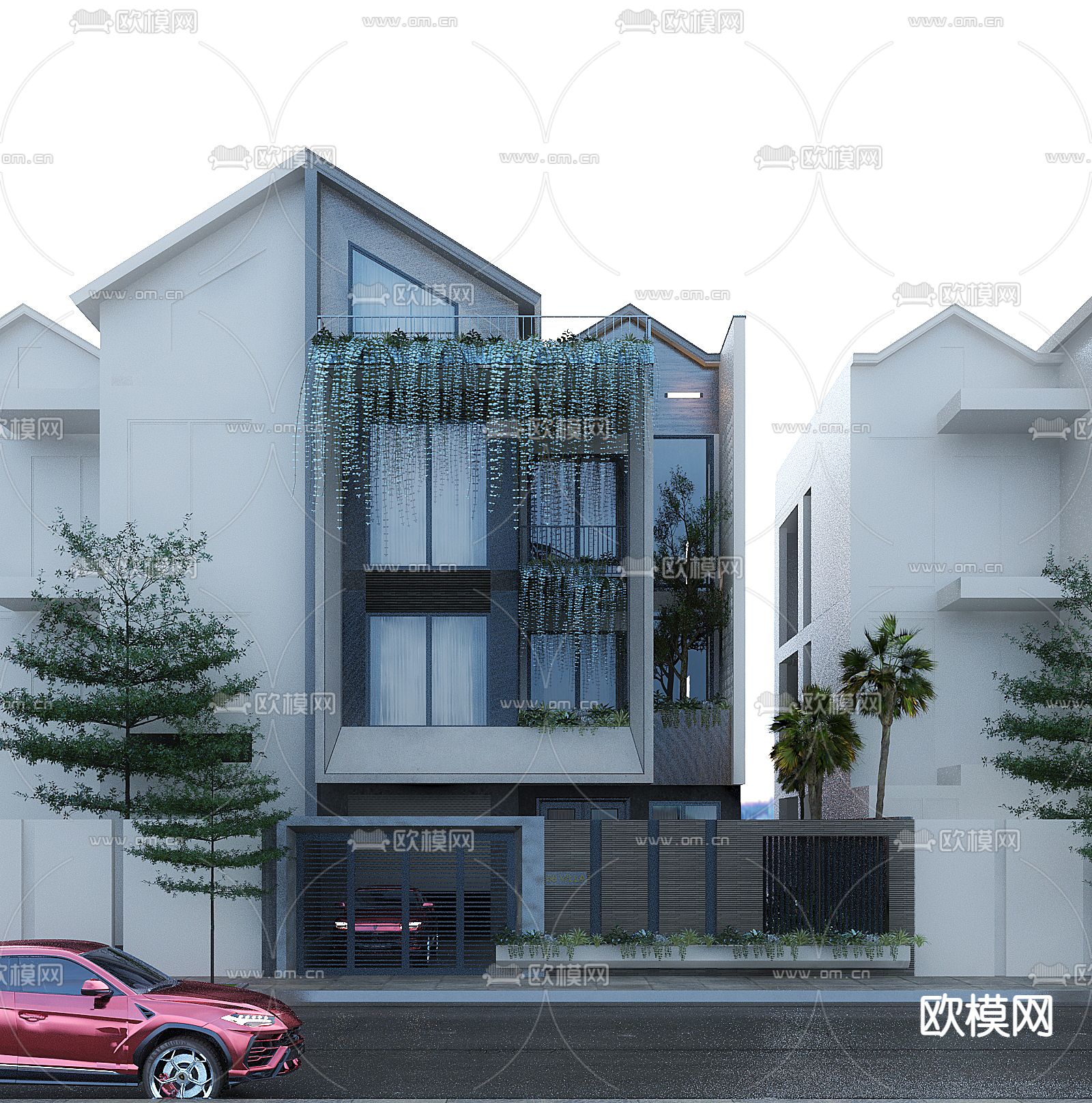 别墅外观3d模型下载_ID12190861_3dmax免费模型-欧模网