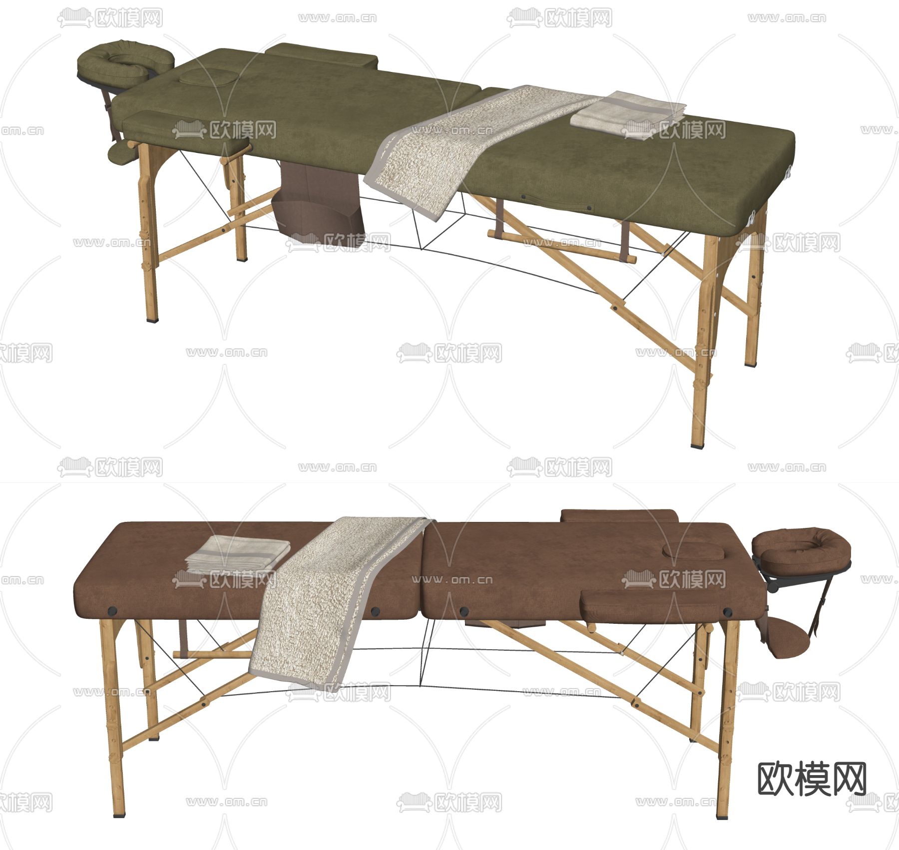 现代SPA按摩床su模型下载（渲染图2）