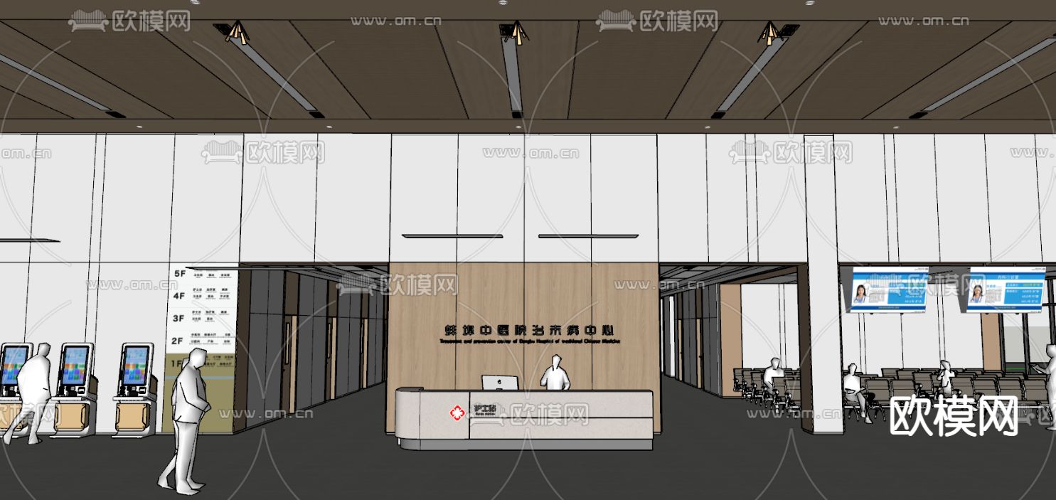 现代医院门诊大厅su模型下载（渲染图3）