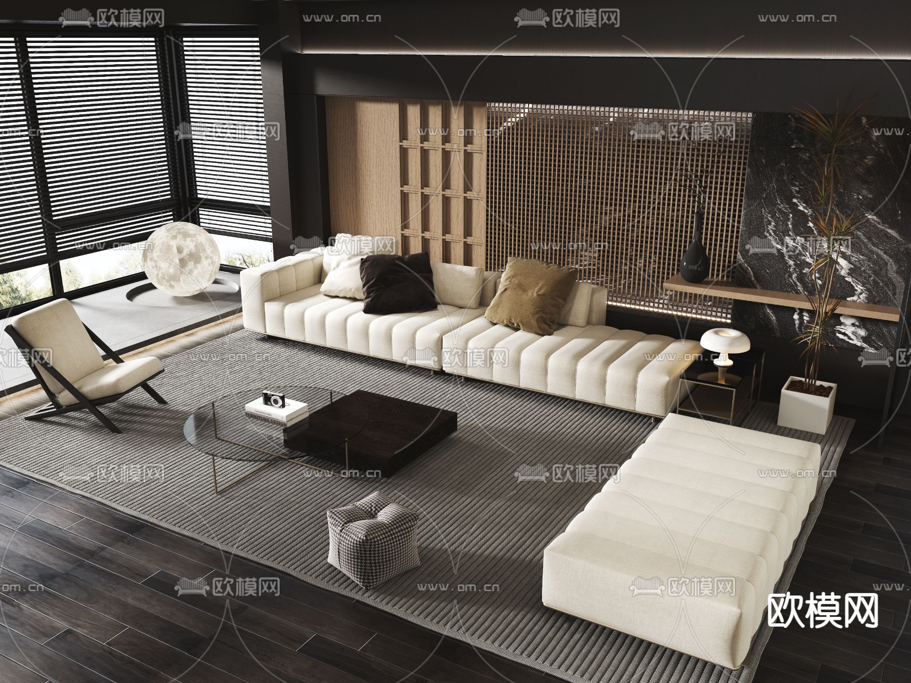 Minotti 转角组合沙发3d模型下载