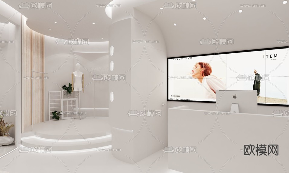 奶油风女装店 服装店3d模型下载(渲染图2)