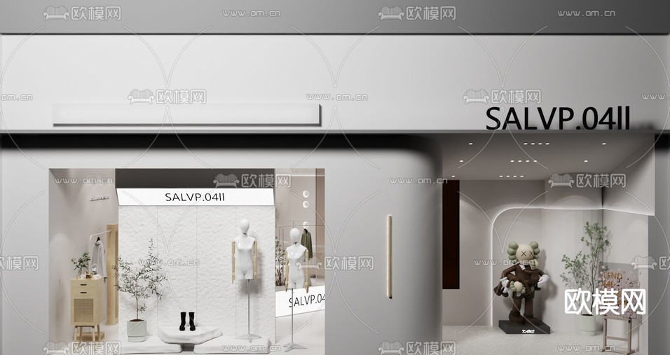 奶油风女装店 服装店3d模型下载(渲染图5)