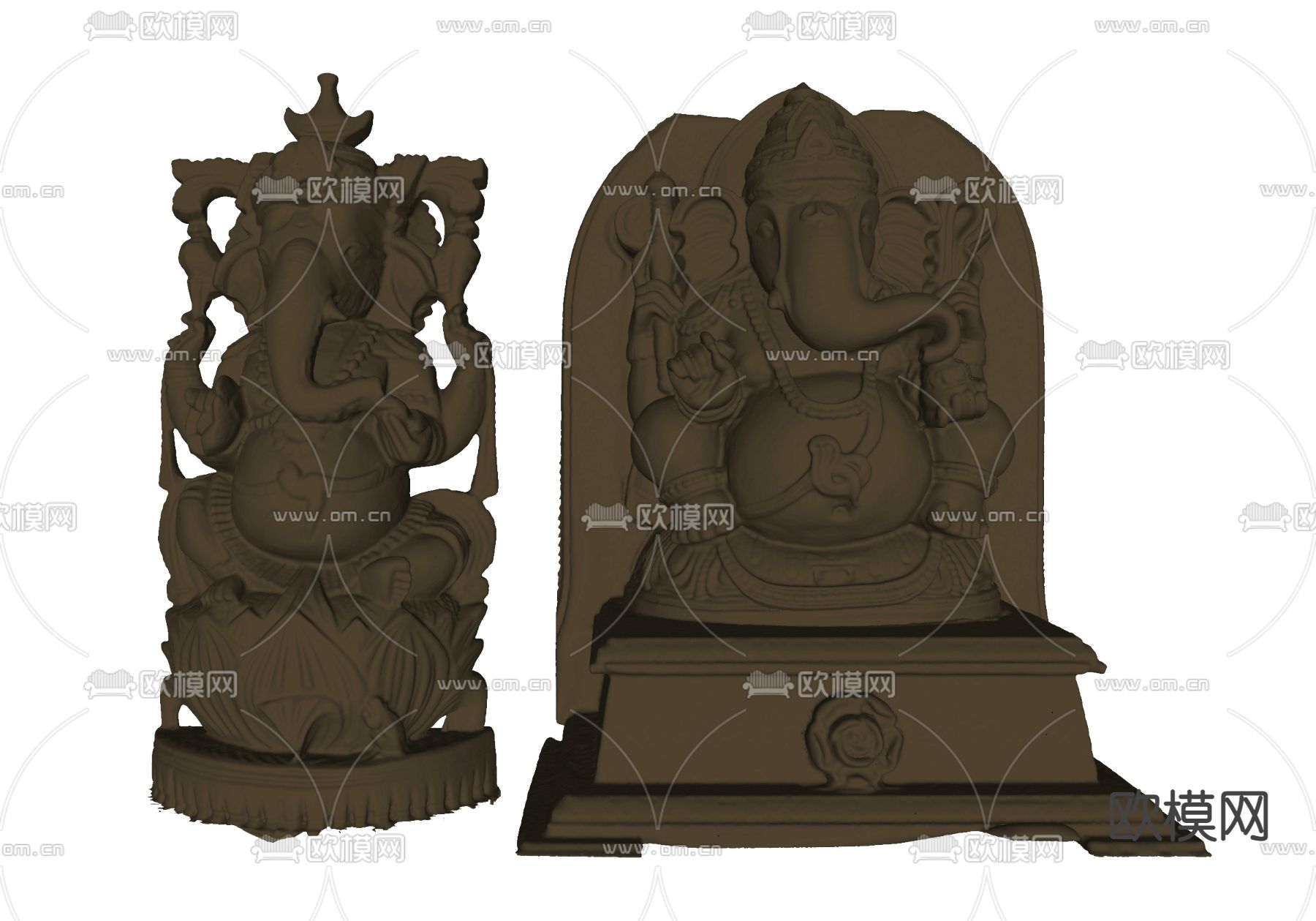 东南亚象头神雕塑su模型下载（渲染图2）