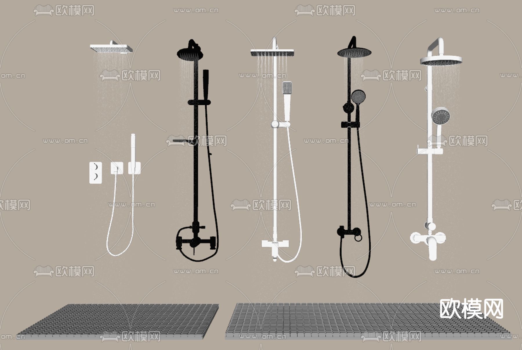 花洒 淋浴喷头su模型下载（渲染图2）