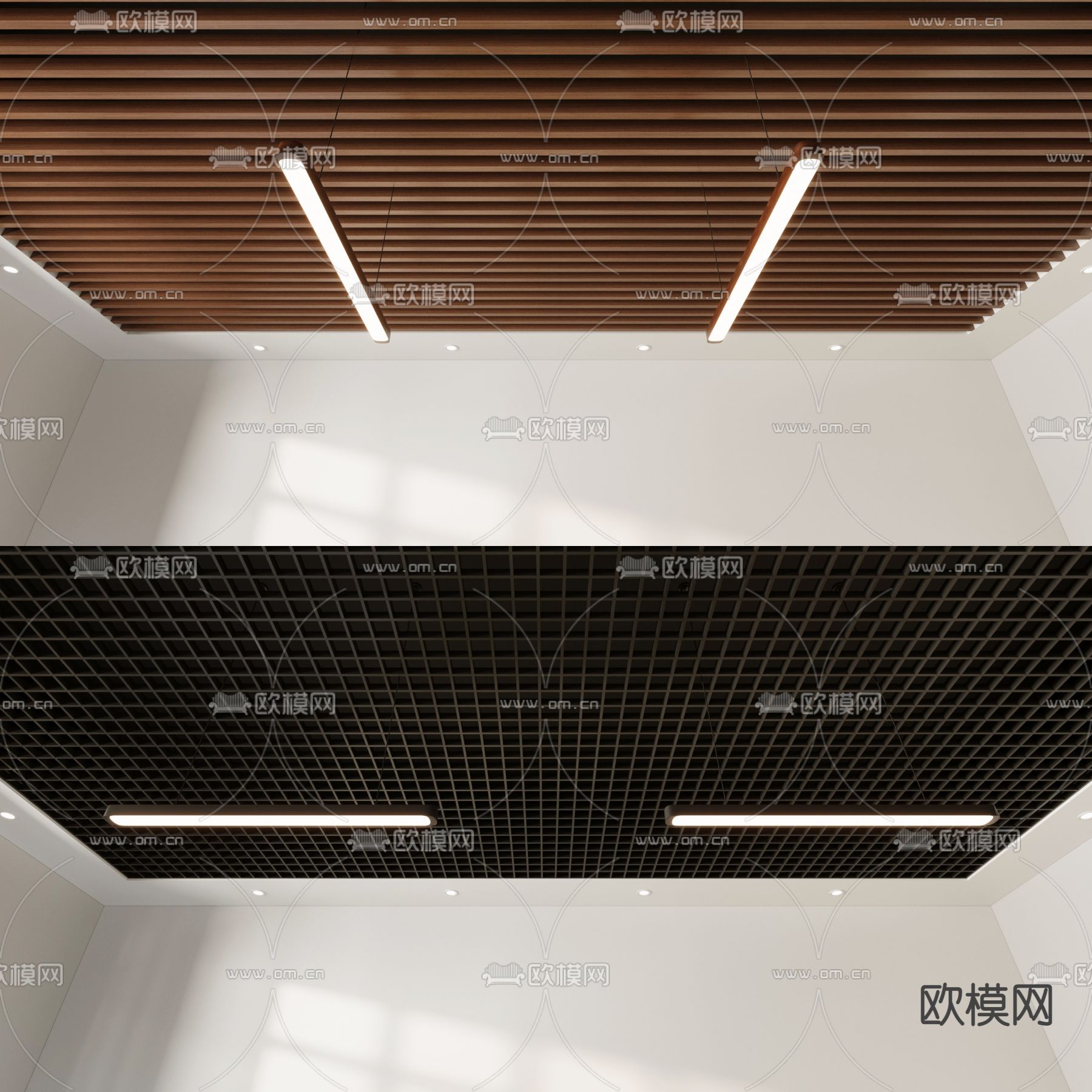 现代格栅方通吊顶3d模型下载_ID12191517_3dmax免费模型-欧模网