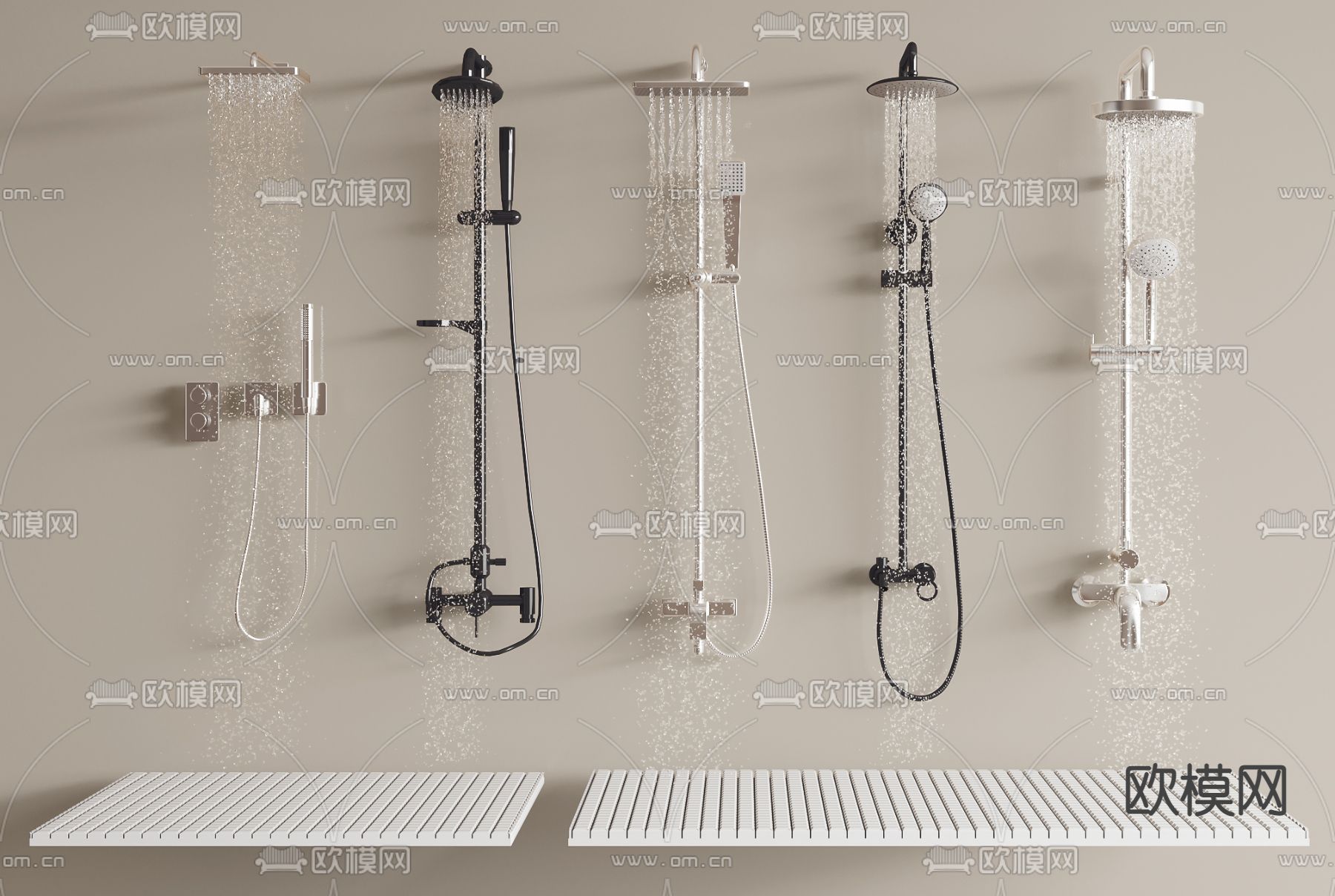 花洒 淋浴喷头su模型下载（渲染图1）