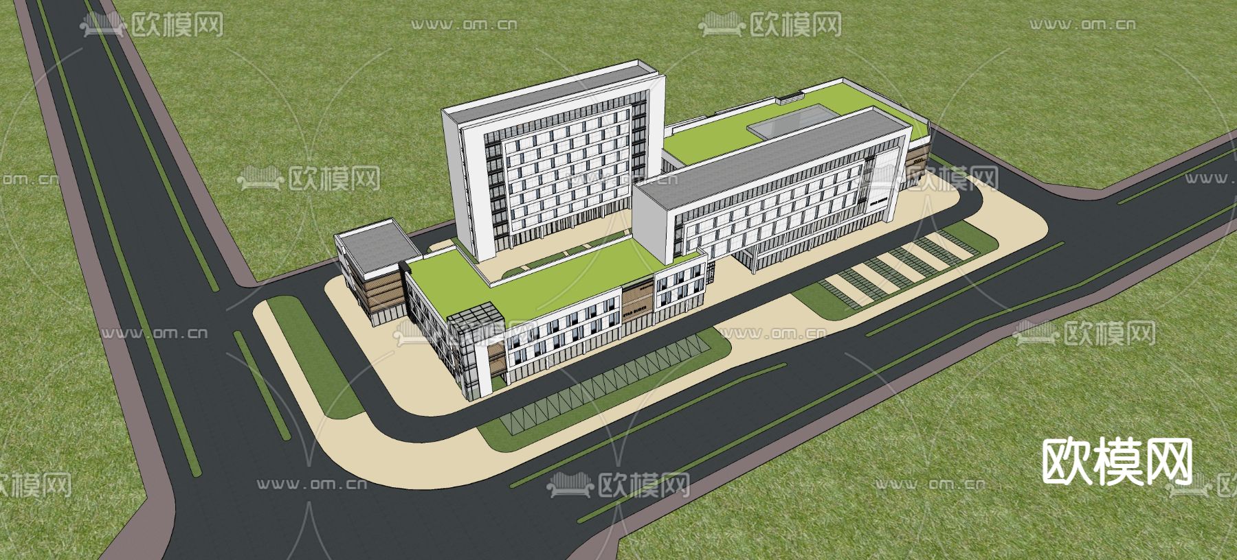现代办公楼外观su模型