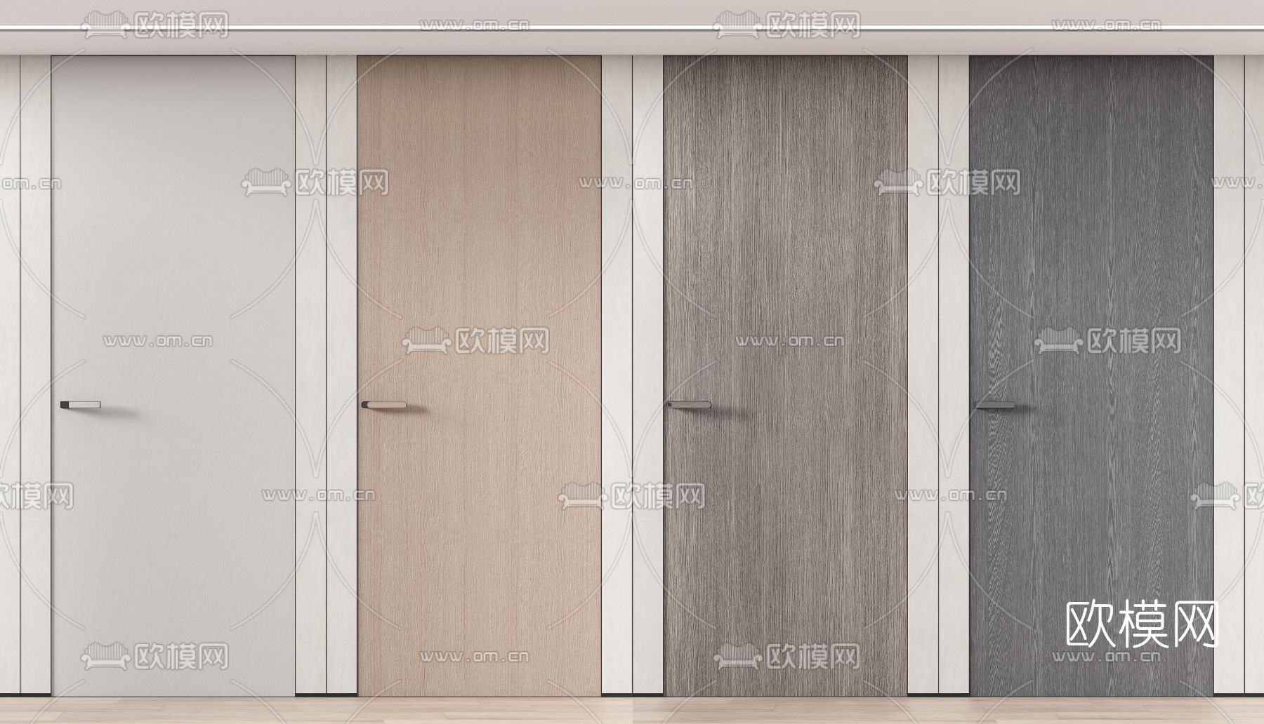 现代房门 单开门3d模型下载（渲染图1）