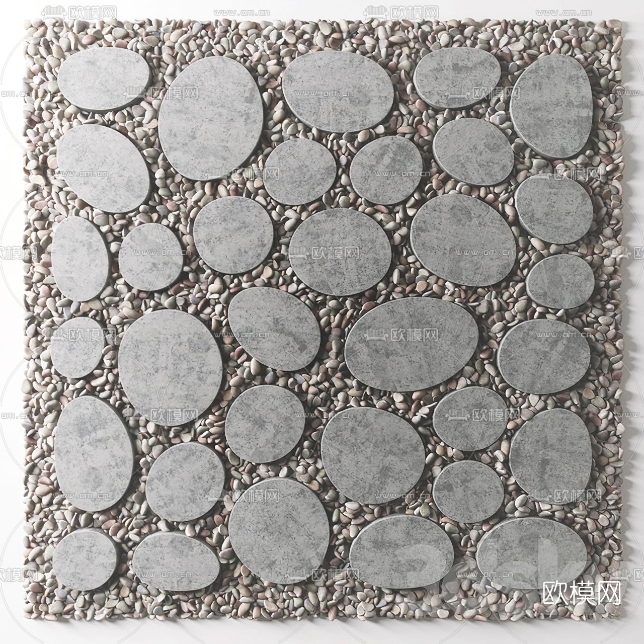 现代鹅卵石3d模型下载（渲染图1）