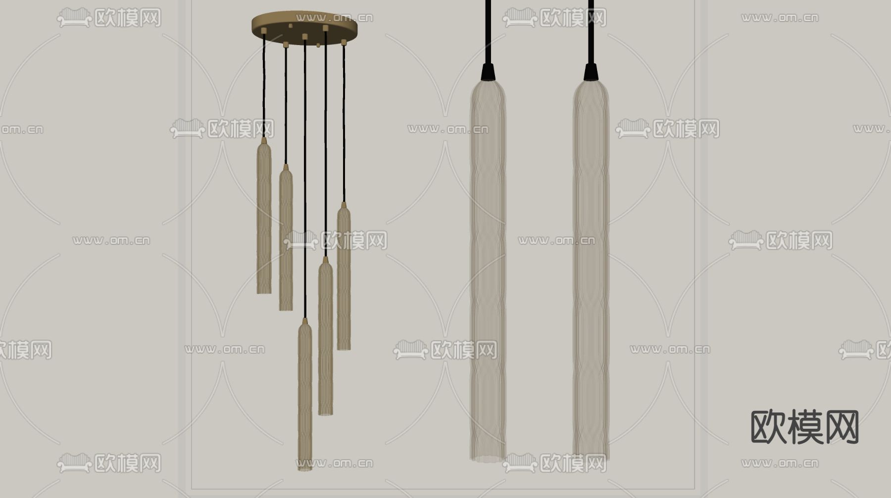 现代金属吊灯 玻璃吊灯su模型