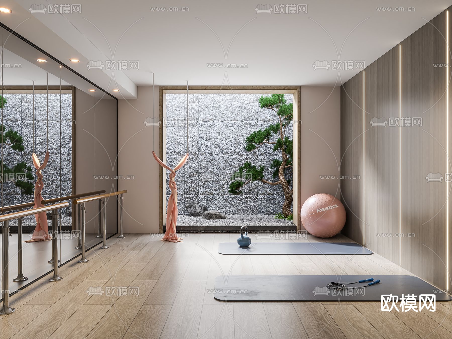 现代瑜伽室 健身房3d模型下载