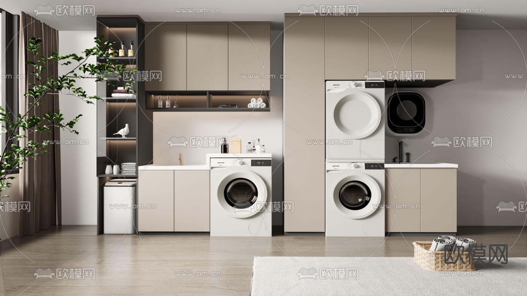 现代洗衣柜su模型下载（渲染图1）