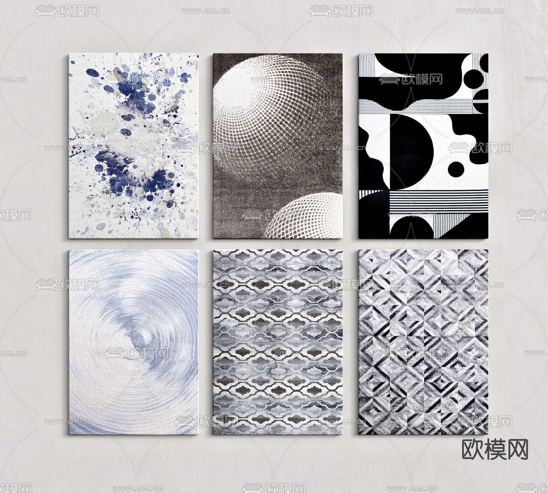 现代地毯 方毯3d模型下载