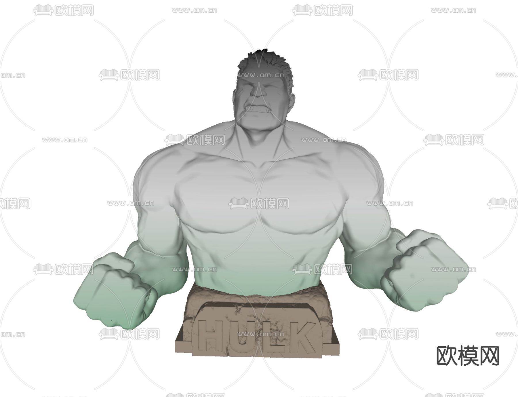 现代绿巨人浩克手办雕塑摆件su模型下载（渲染图2）