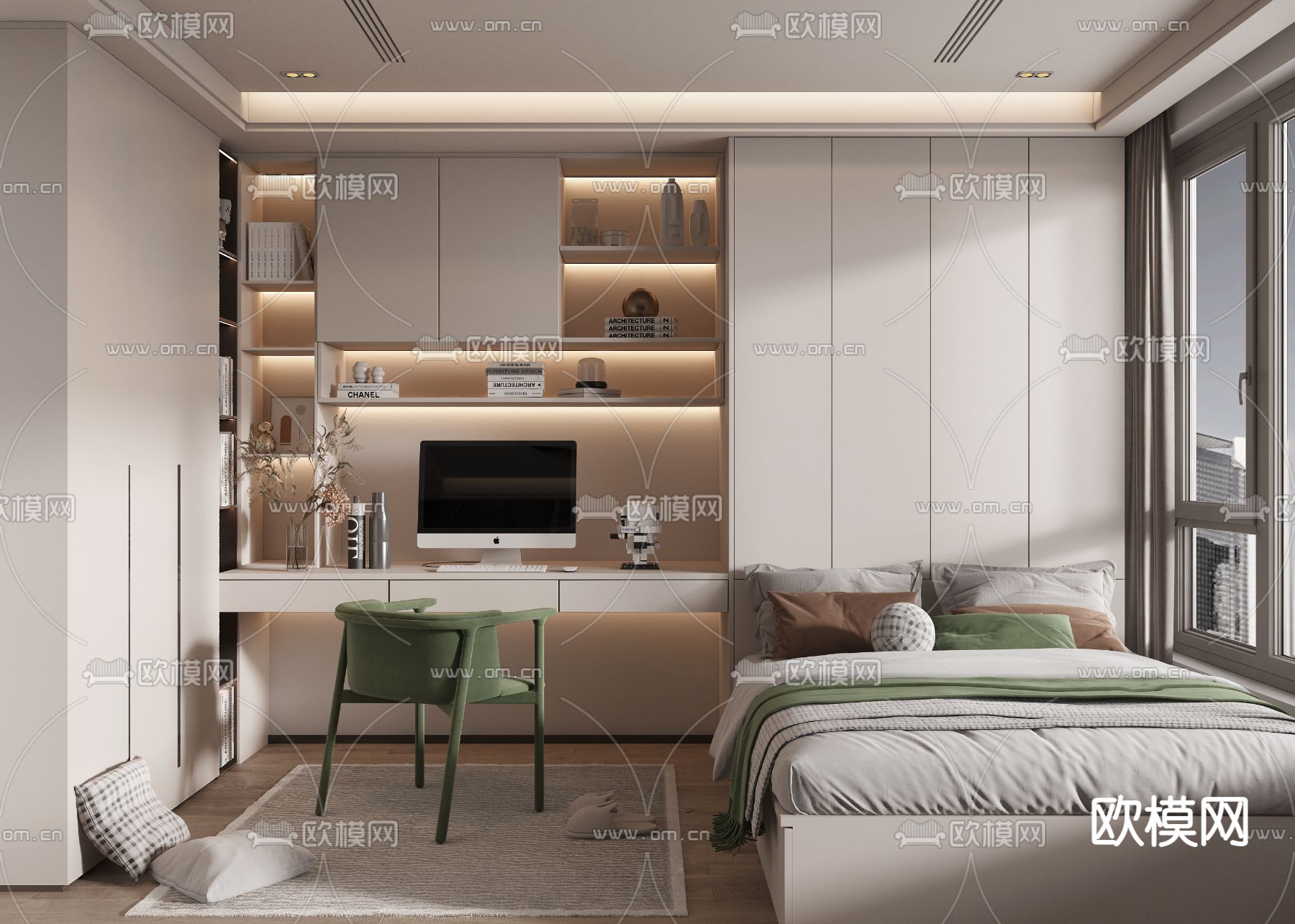 现代榻榻米卧室3d模型下载