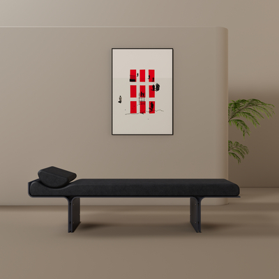  现代长塌 床尾凳su模型 