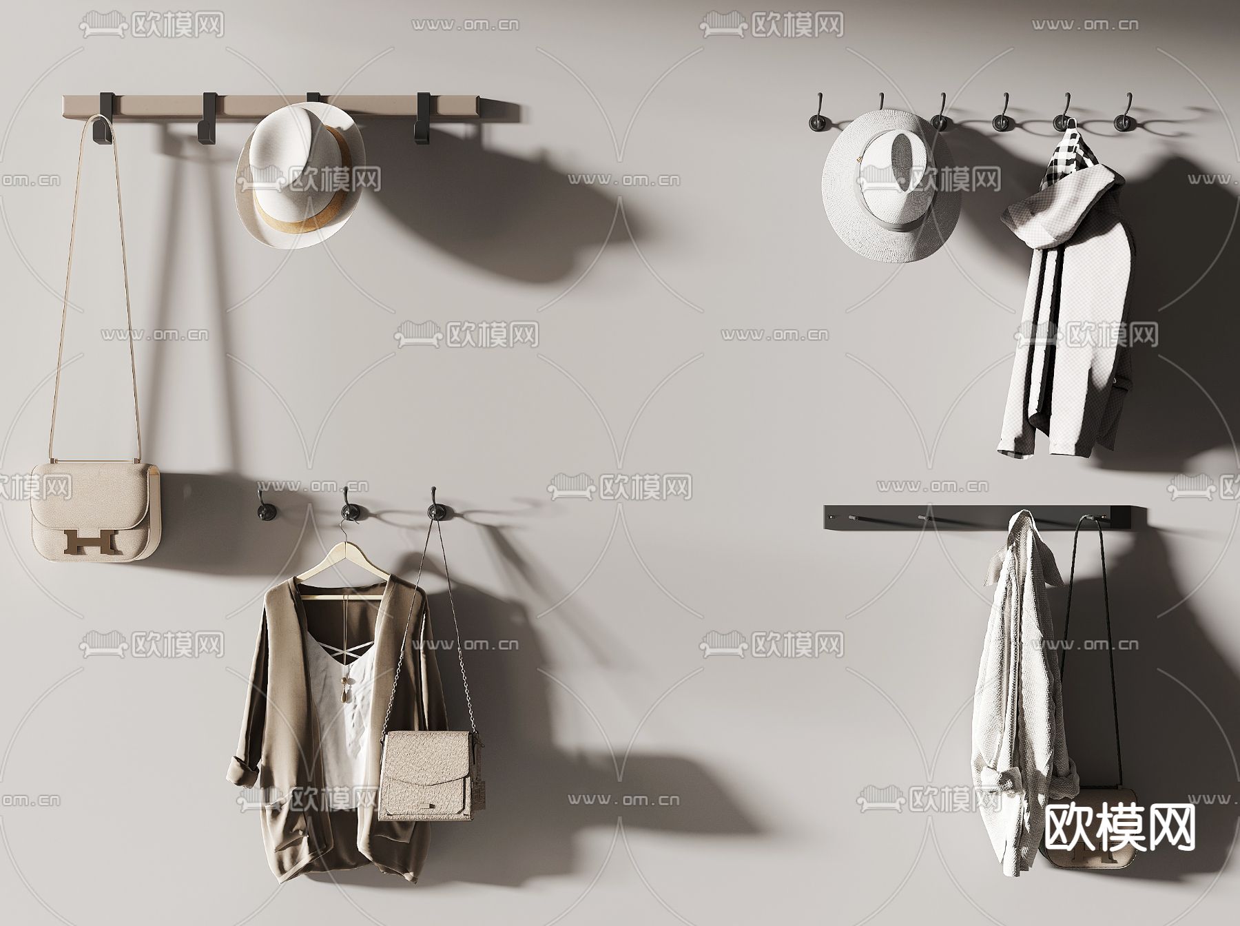 贴墙挂衣钩 服饰鞋帽3d模型