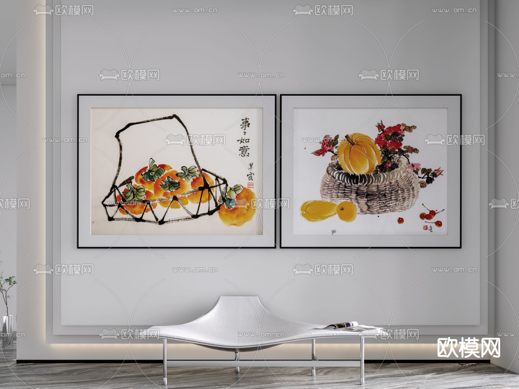 日式装饰挂画su模型下载（渲染图1）