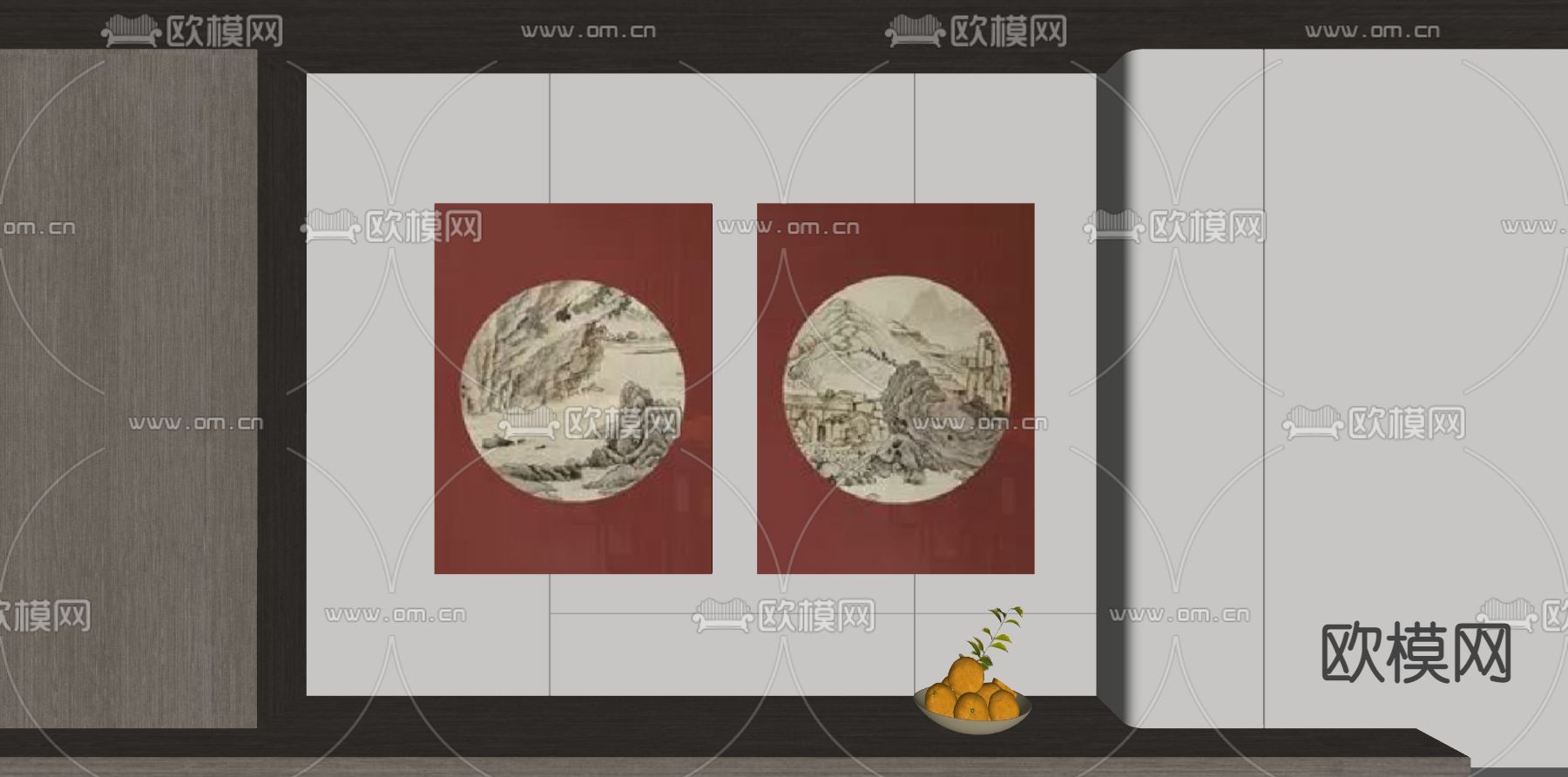 新中式装饰画su模型下载（渲染图2）