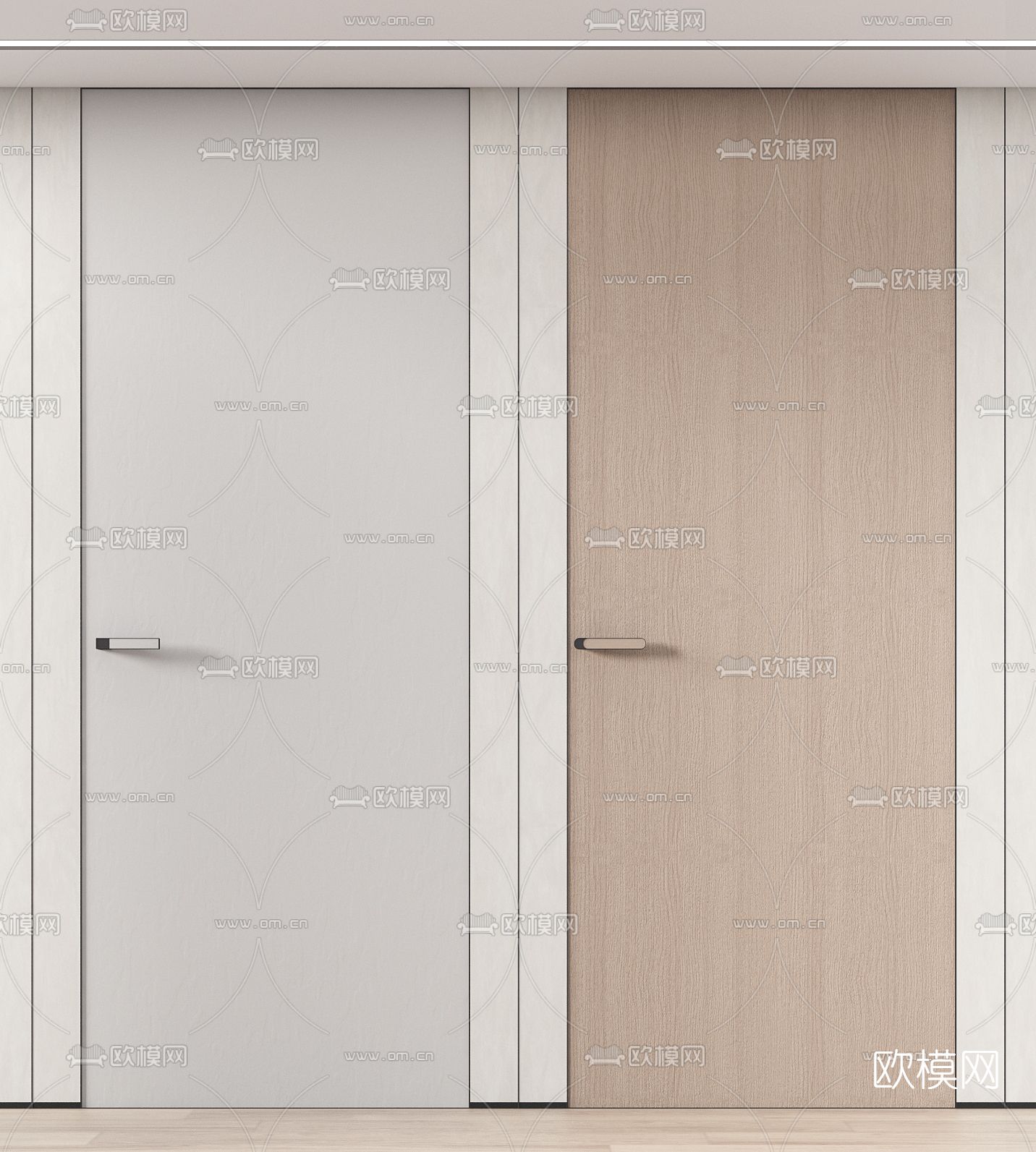 现代房门 单开门3d模型下载（渲染图3）
