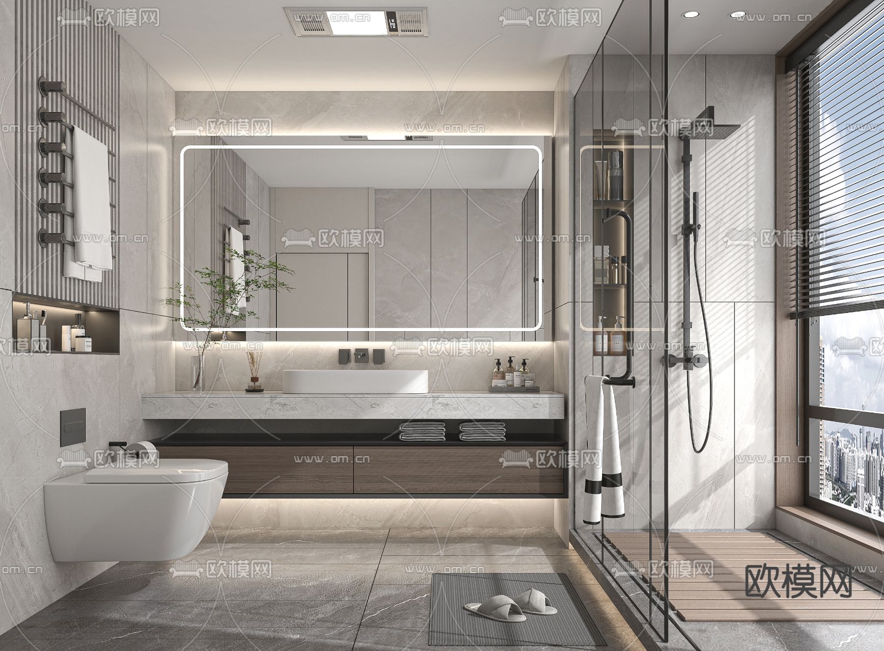 现代卫生间su模型下载（渲染图1）