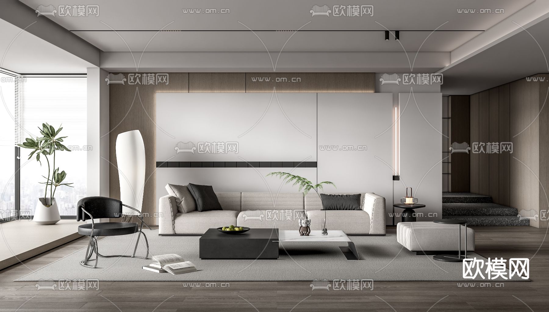 现代客厅su模型下载_ID12192760_sketchup模型下载-欧模网
