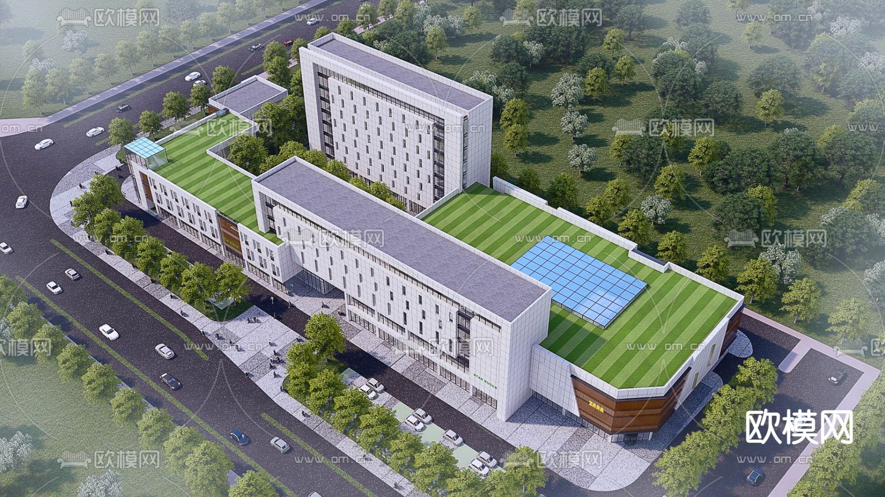 现代办公楼外观su模型