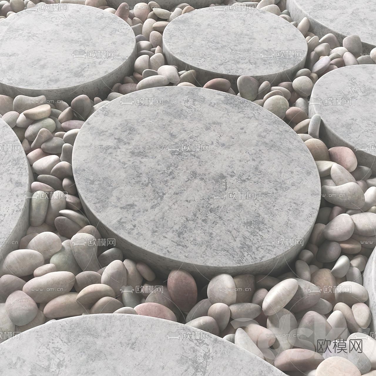 现代鹅卵石3d模型下载（渲染图2）