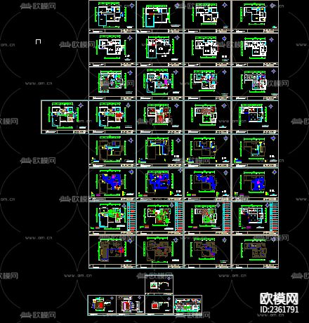 三层别墅装修设计cad施工图下载（渲染图1）