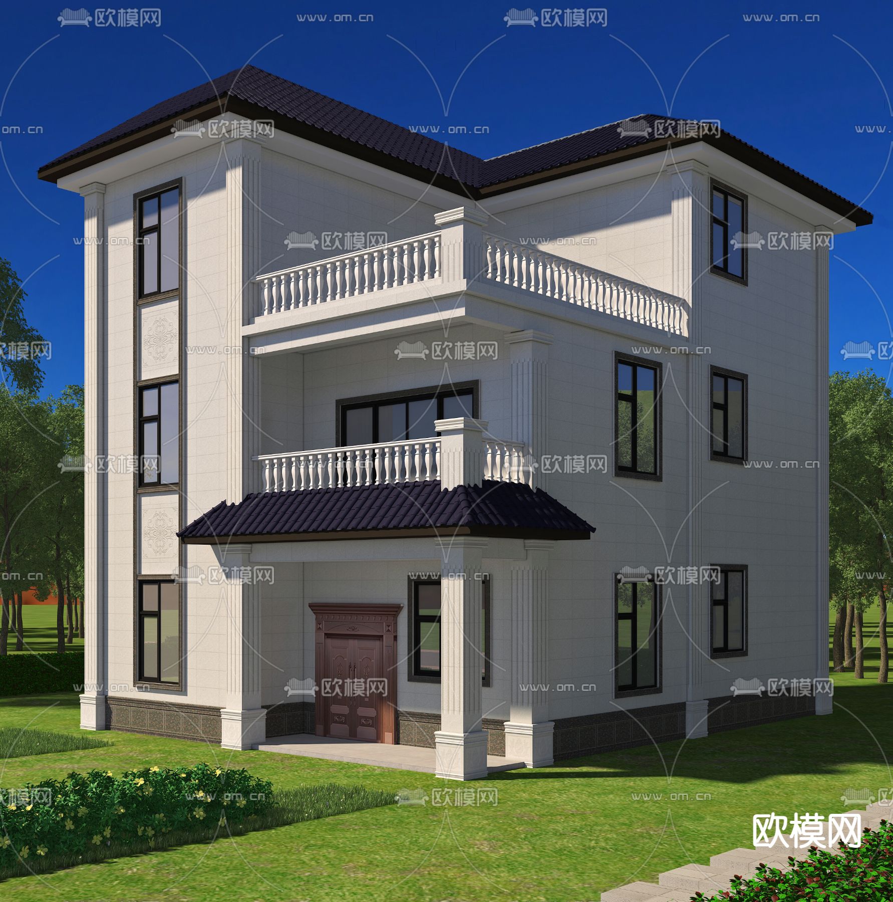 现代别墅外观免费3d模型下载