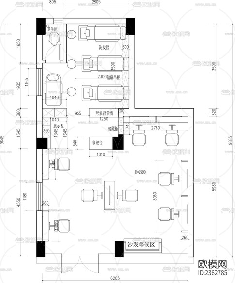 美容美發(fā)店CAD平面下載