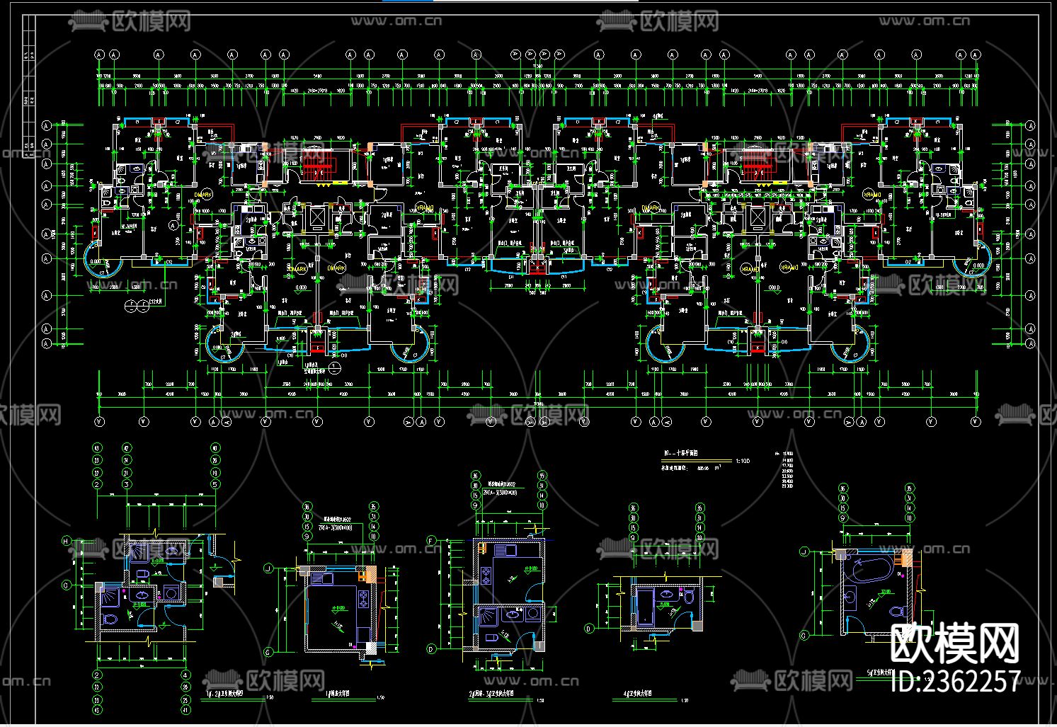 高层住宅设计cad施工图下载（渲染图3）