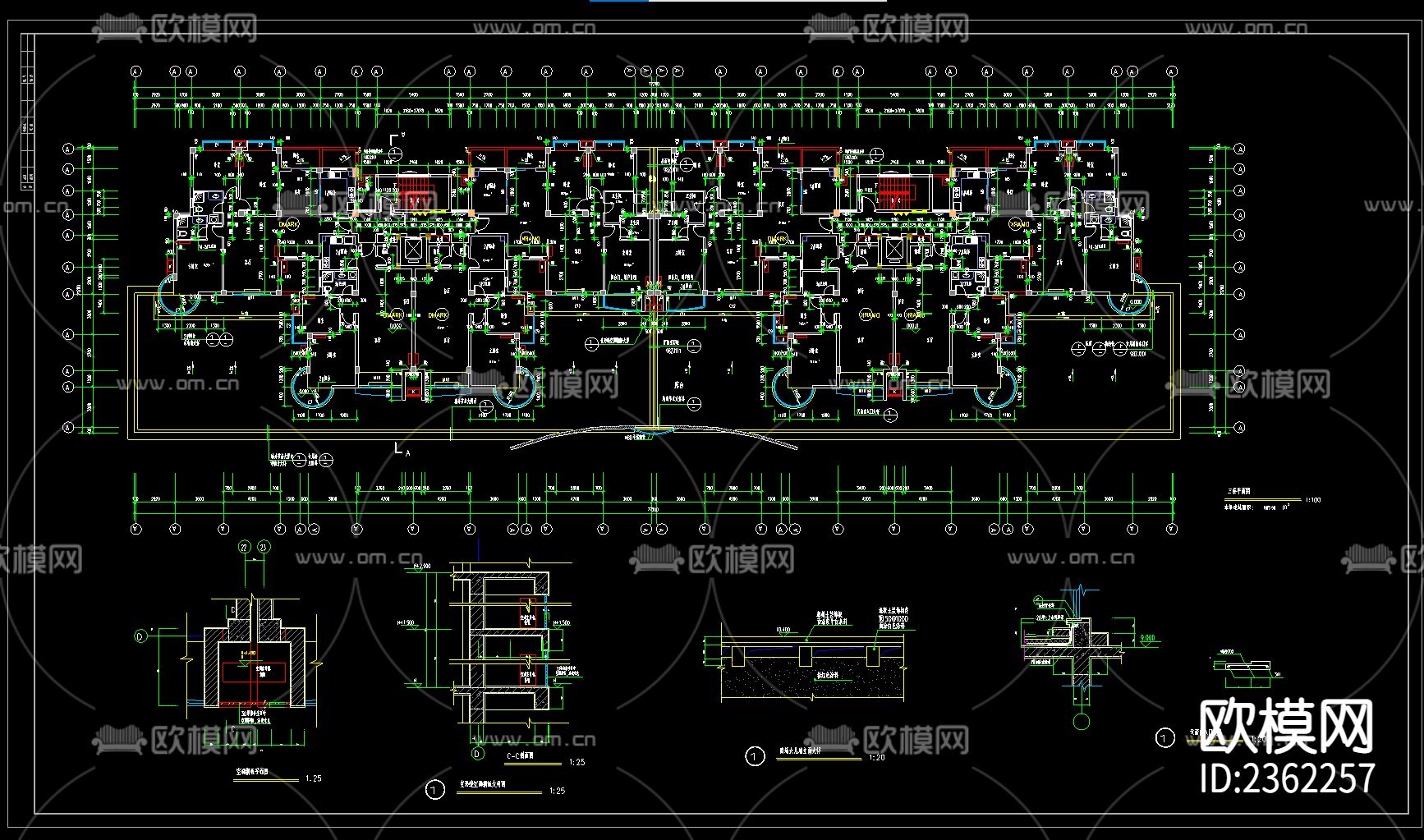 高层住宅设计cad施工图下载（渲染图2）
