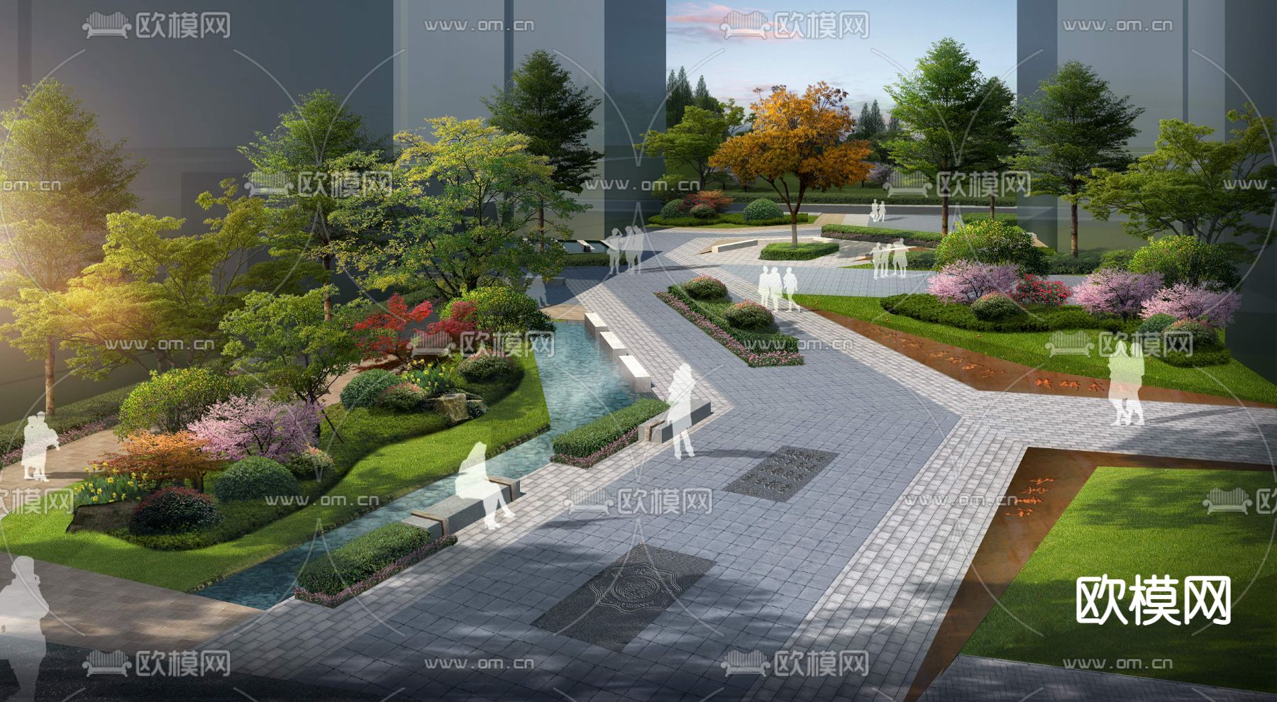 现代公园景观鸟瞰psd下载