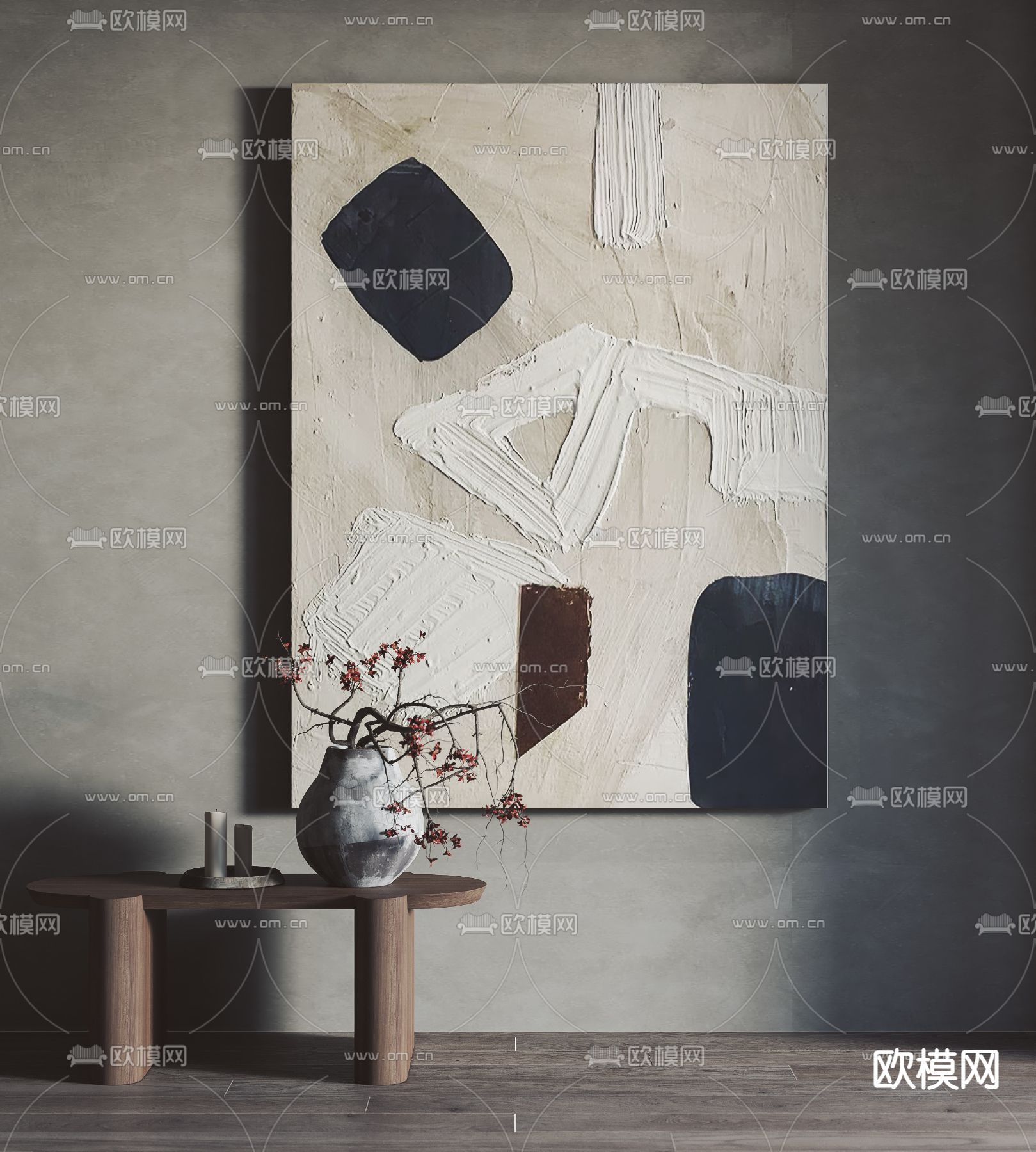 侘寂风抽象装饰画3d模型下载_ID12194165_3dmax免费模型-欧模网