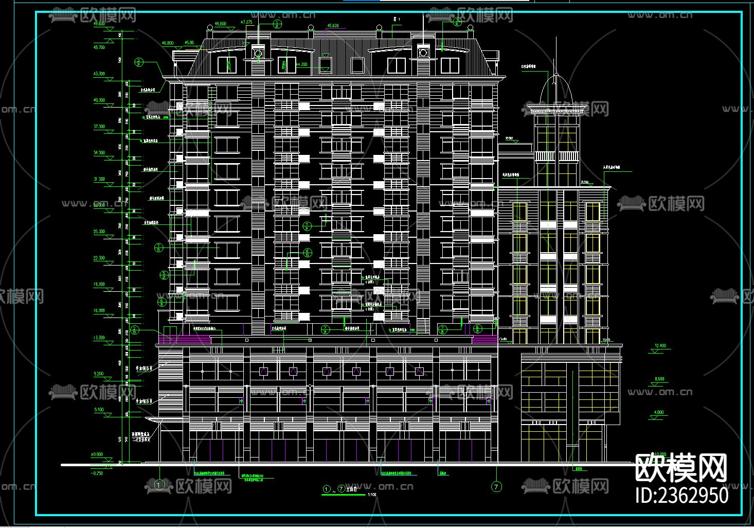 高层住宅cad施工图-免费3dmax模型库-欧模网