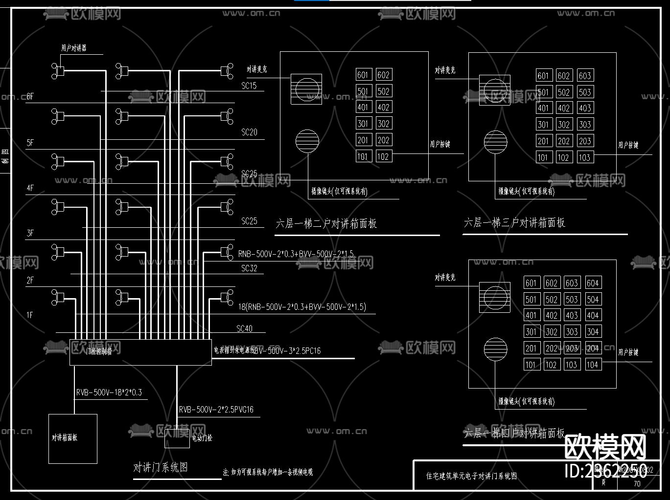 住宅建筑电气安装设计cad施工图下载（渲染图2）