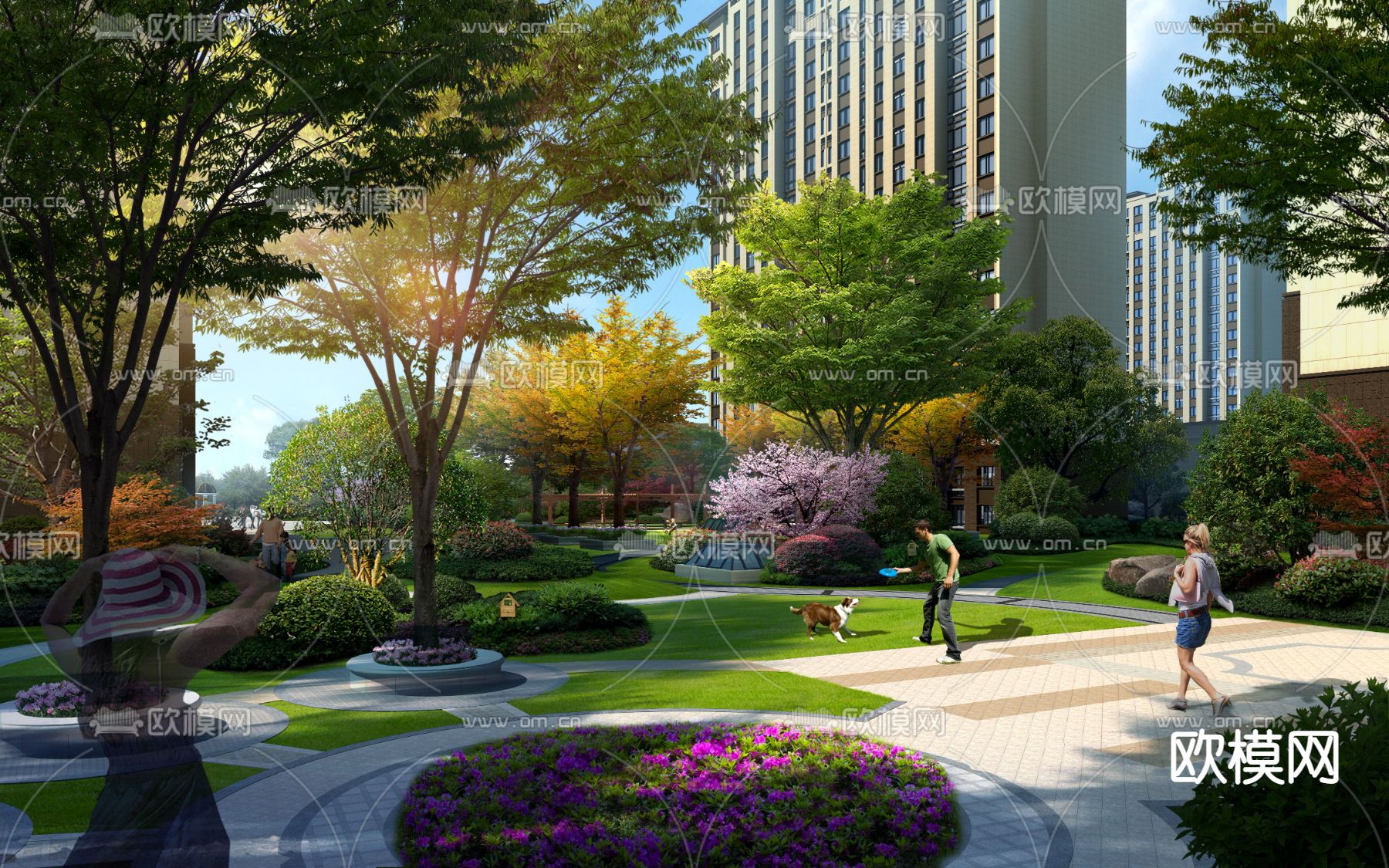 现代公园景观psd下载_ID12192235_3dmax免费模型-欧模网