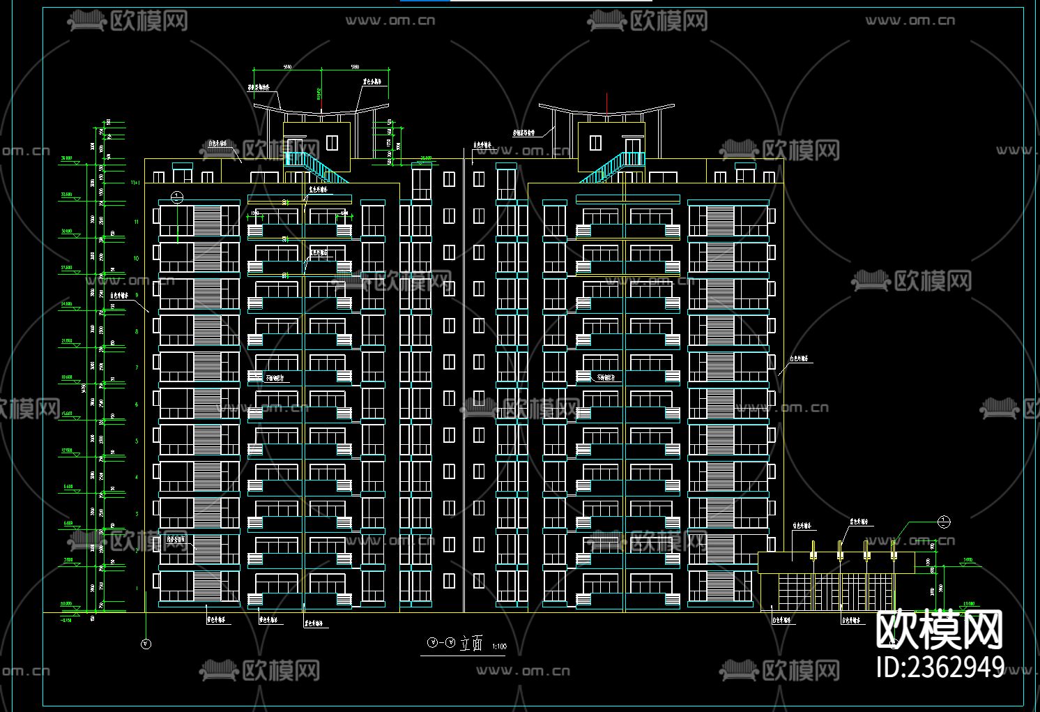 高层小区住宅cad施工图-免费3dmax模型库-欧模网